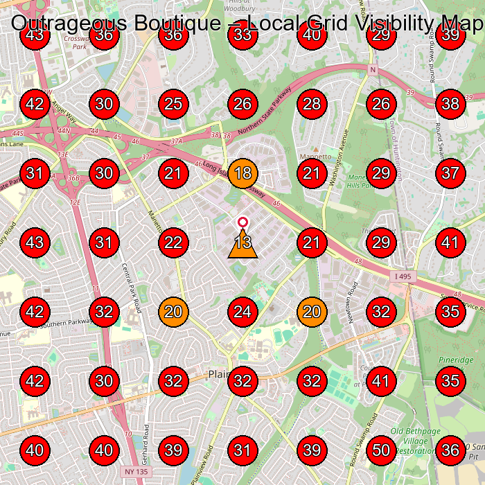 Outrageous Boutique GeoGrid visibility map for Dress Store in Mineola